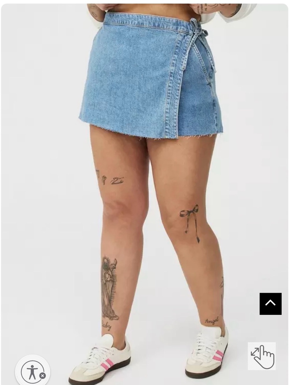 Light Blue Denim Skort with Side Tie - Casual Women's Skort - Picture 3 of 7